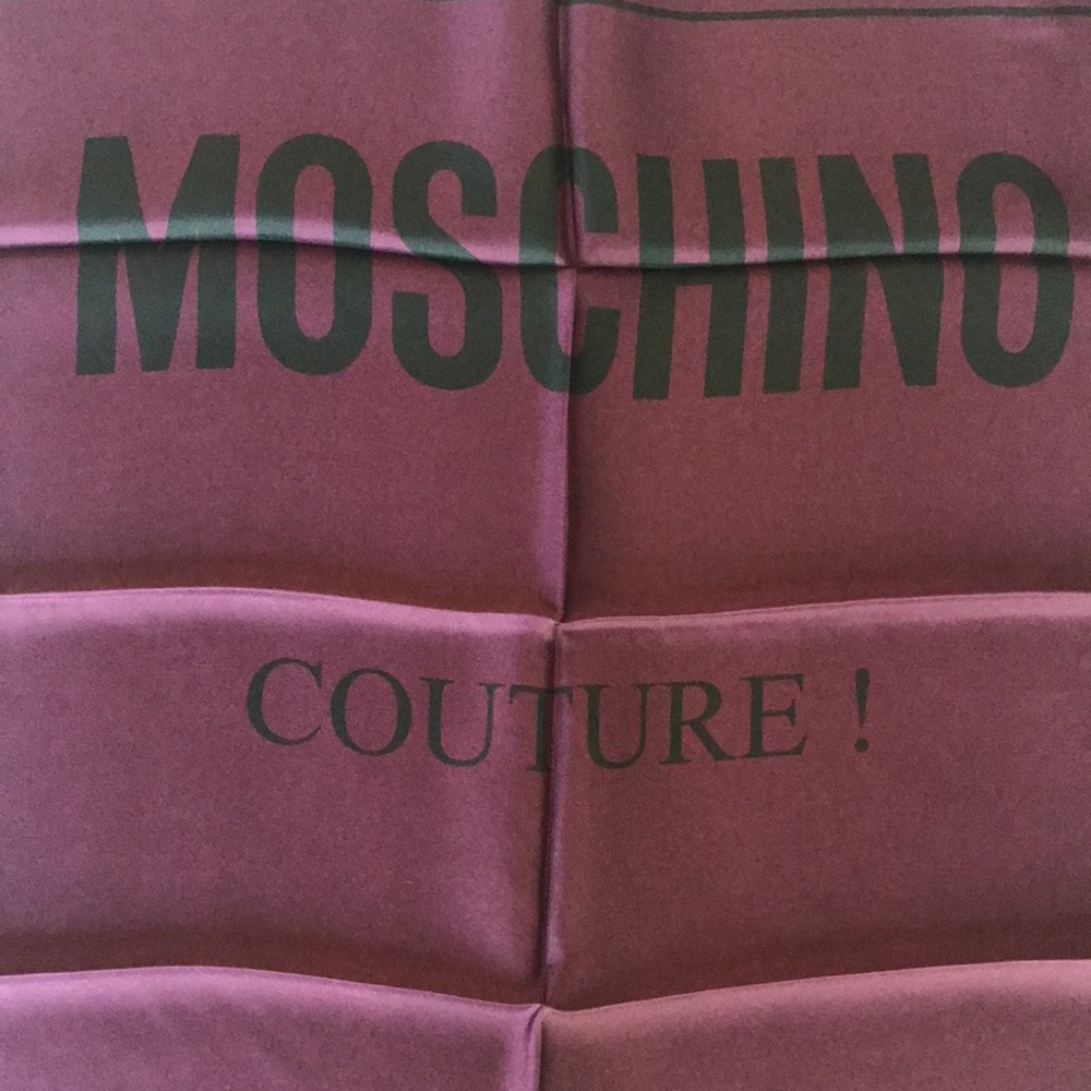 Moschino Couture Milano Scarf Silk 20x20 Purple - Picture 2 of 10
